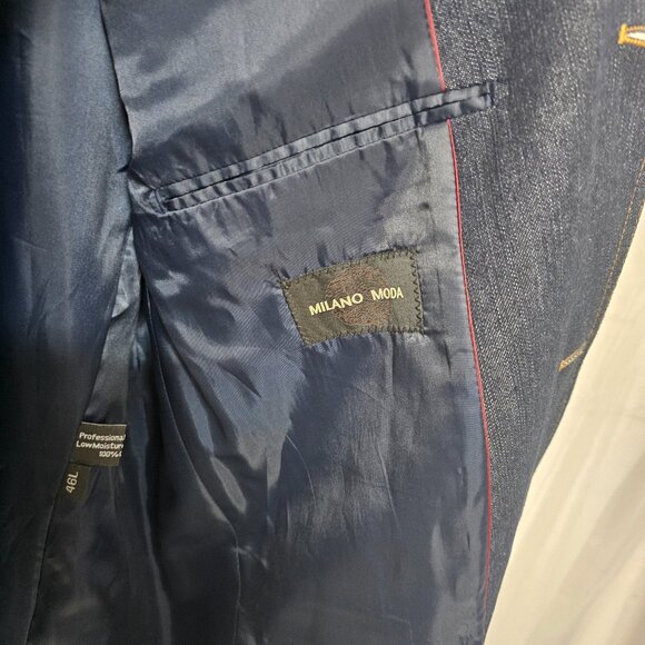Milano Moda Denim Blazer Coat Blue Western Casual Unisex 46L - Picture 8 of 11